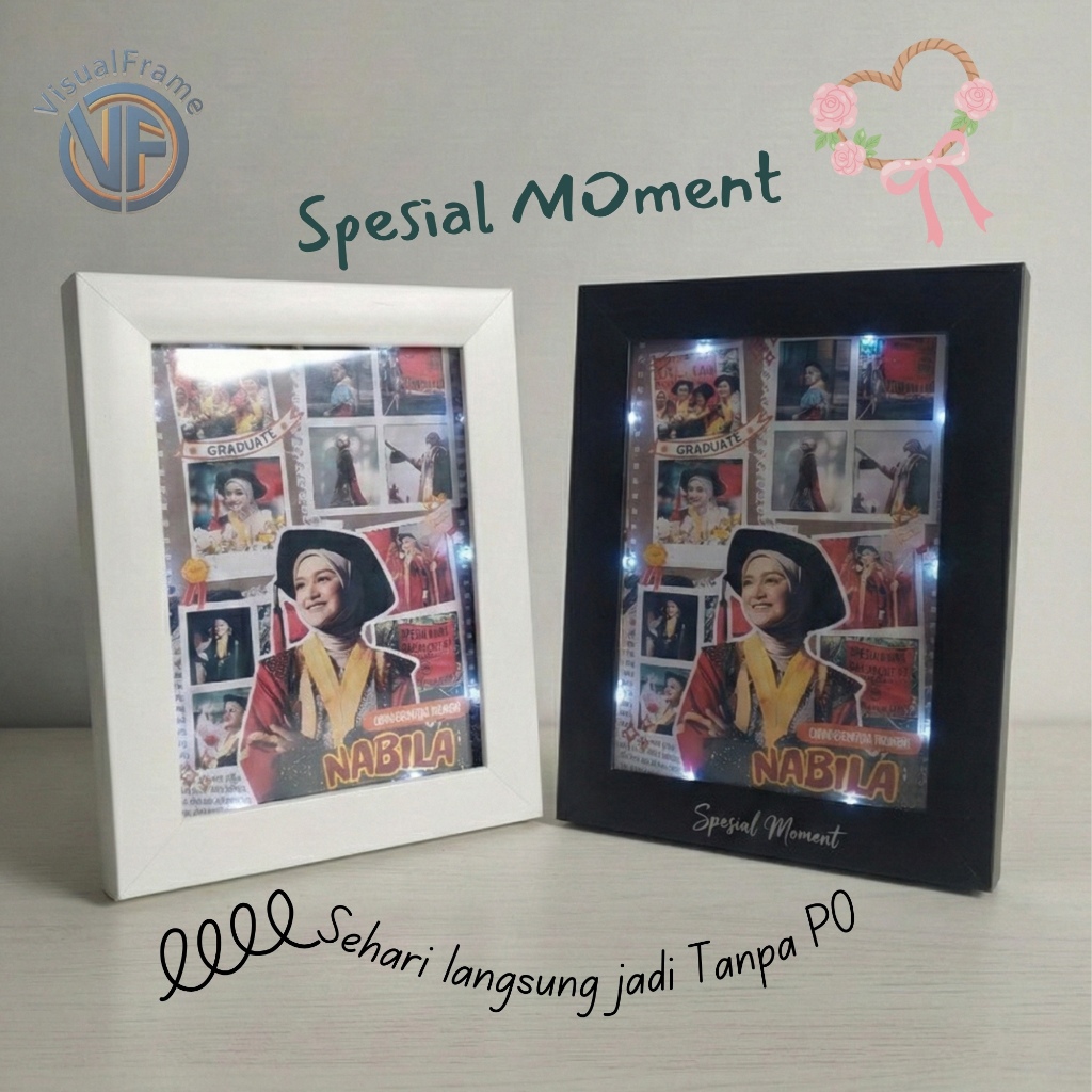 Visual Frame - Cetak Foto wisuda ultah Unik lampu Led kostum Frame Kado Bingkai Cewek Cowok