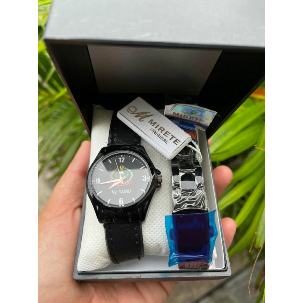 jam tangan Persit tali kulit free rantai wateresist
