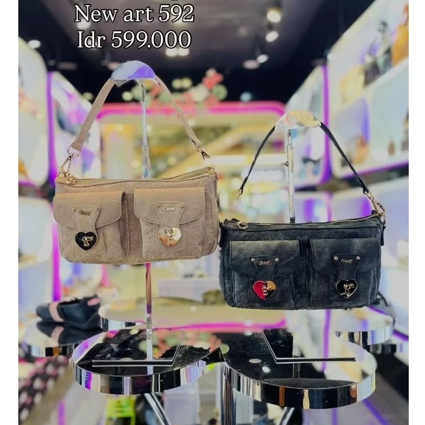 [Bisa COD] Ready Tas Gosh Original New art 592 Dark Grey Beige