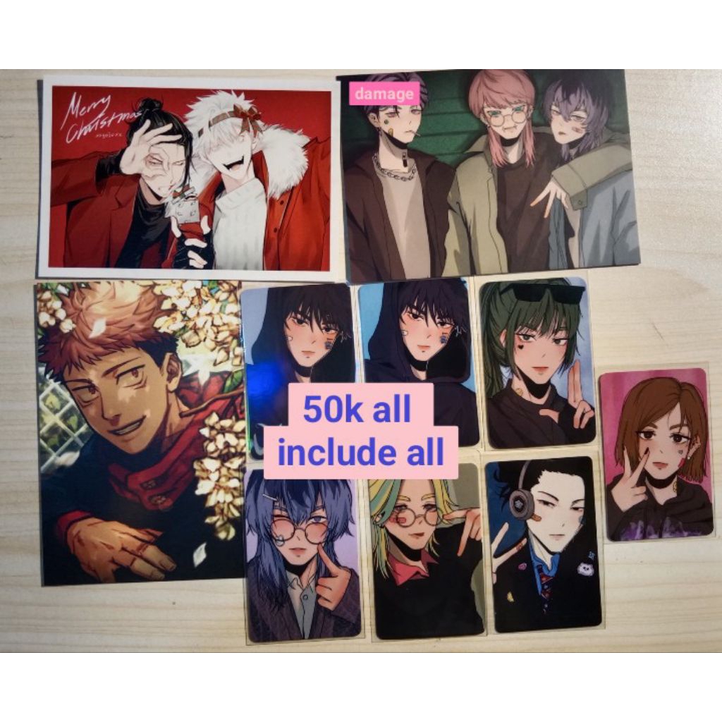 Take all fanmerch photocard artprint tokyo revengers jujutsu kaisen megumi rindou maki nobara gojo g