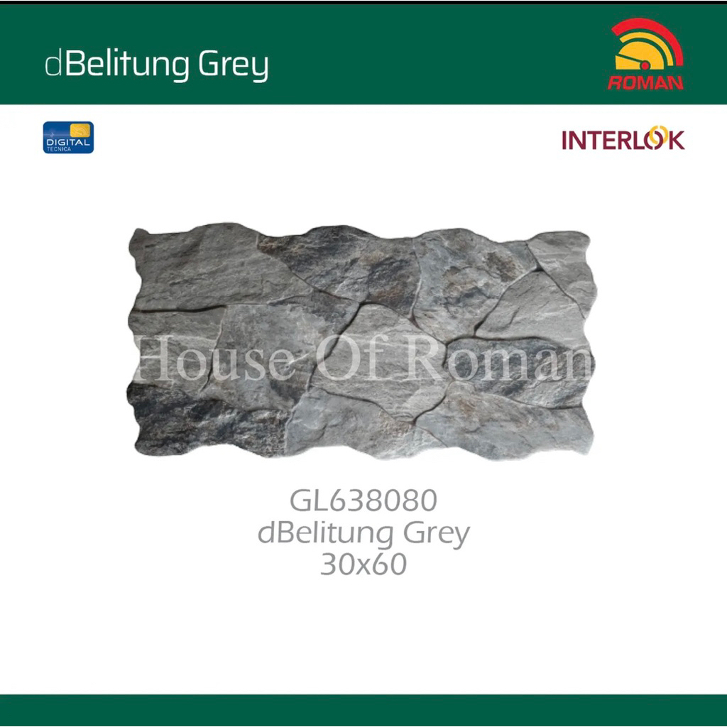 Roman Keramik 30x60 dBelitung Grey/Keramik Dinding Motif Batu Alam/Keramik Pagar Rumah/Ubin Taman uk