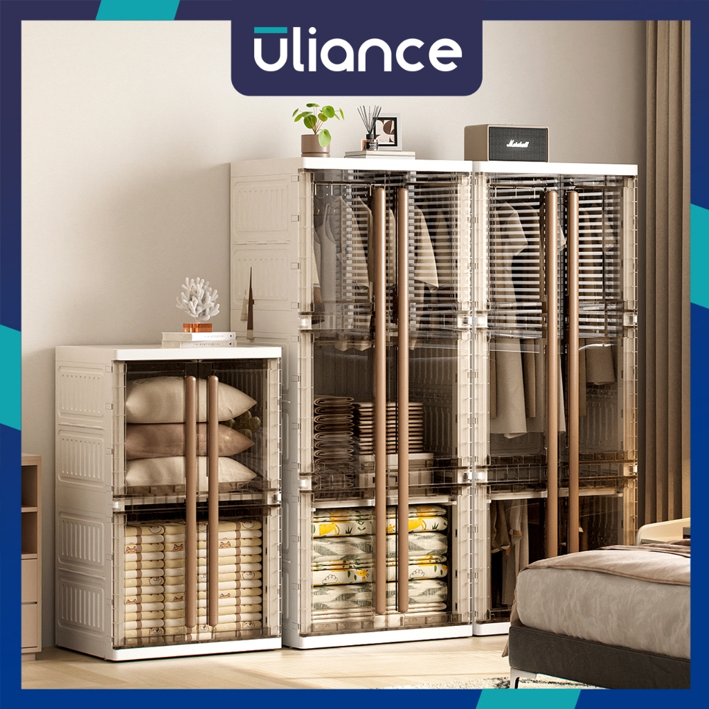 [Untuk Orang Dewasa]  ULIANCE Lemari Pakaian Plastik Minimalis Almari Pakaian Plastik Ekstra Tebal