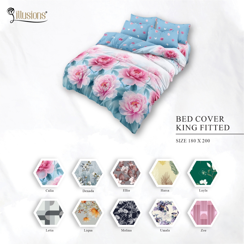 Illusions - Bed Cover Set King 180x200 Tinggi 20 & Tinggi 25 Fitted "Live"