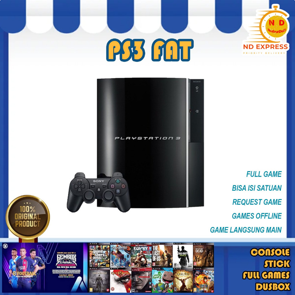 PS3 PS 3 Fat CHH 500GB 320GB 250GB 160GB Free Games Garansi