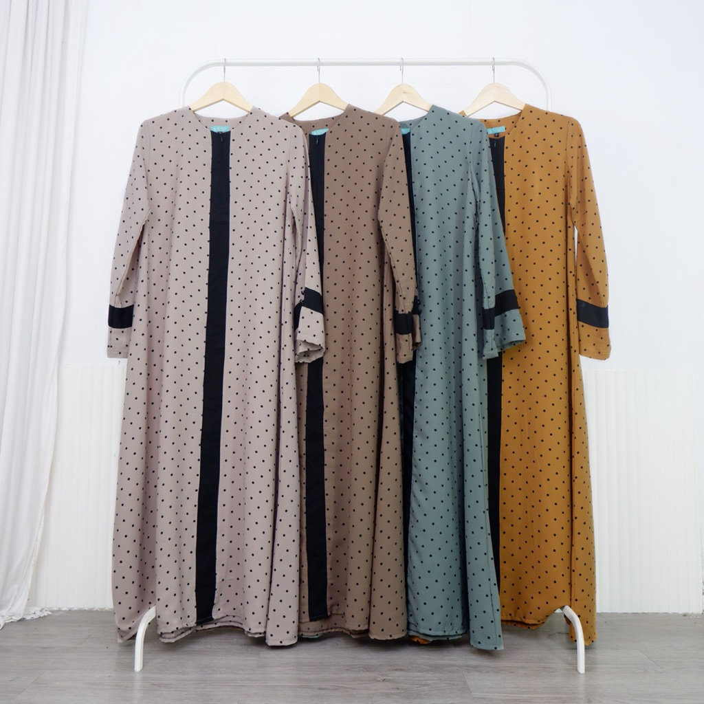 couple gamis abaya polkadot | gamis motif | polka by alfath