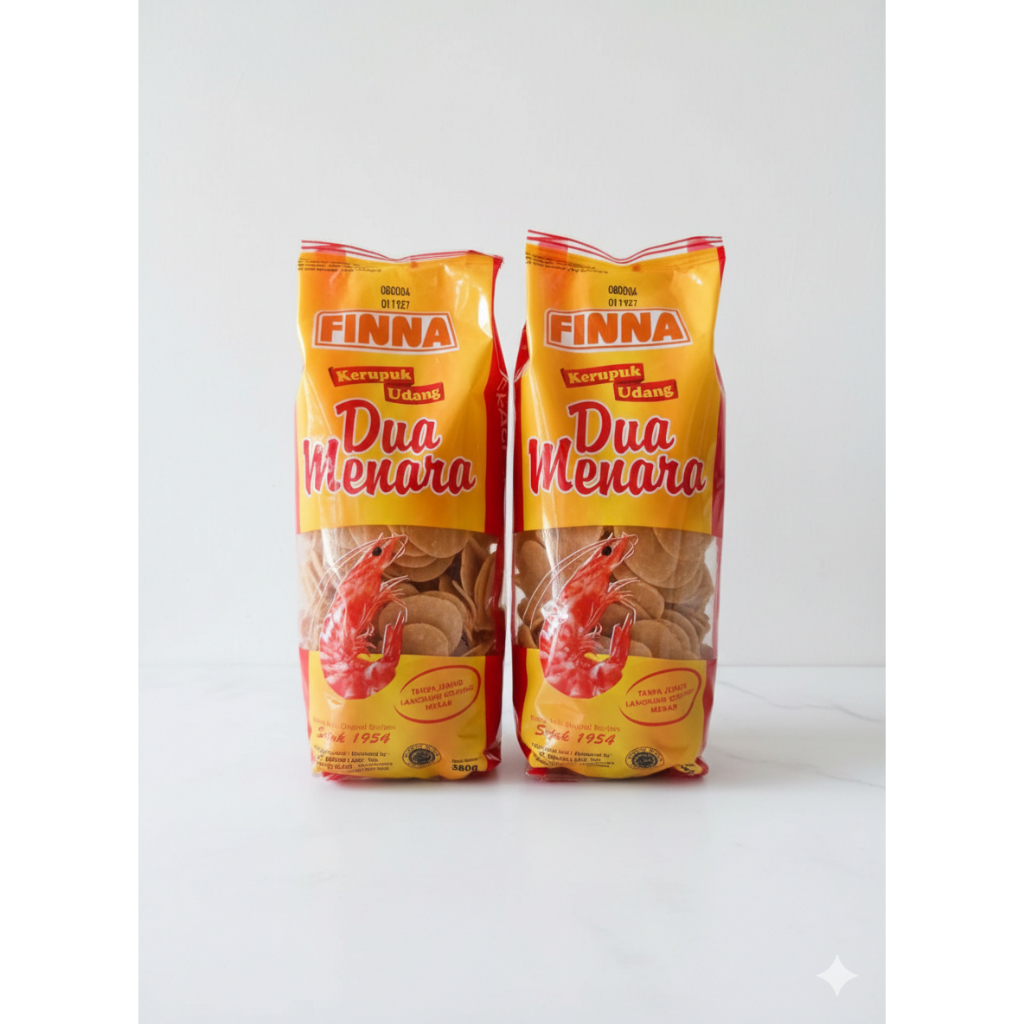 Finna Kerupuk Udang Dua Menara 380gram / Kerupuk Udang Dua Menara 380gr / Kerupuk Udang 2 Menara 380