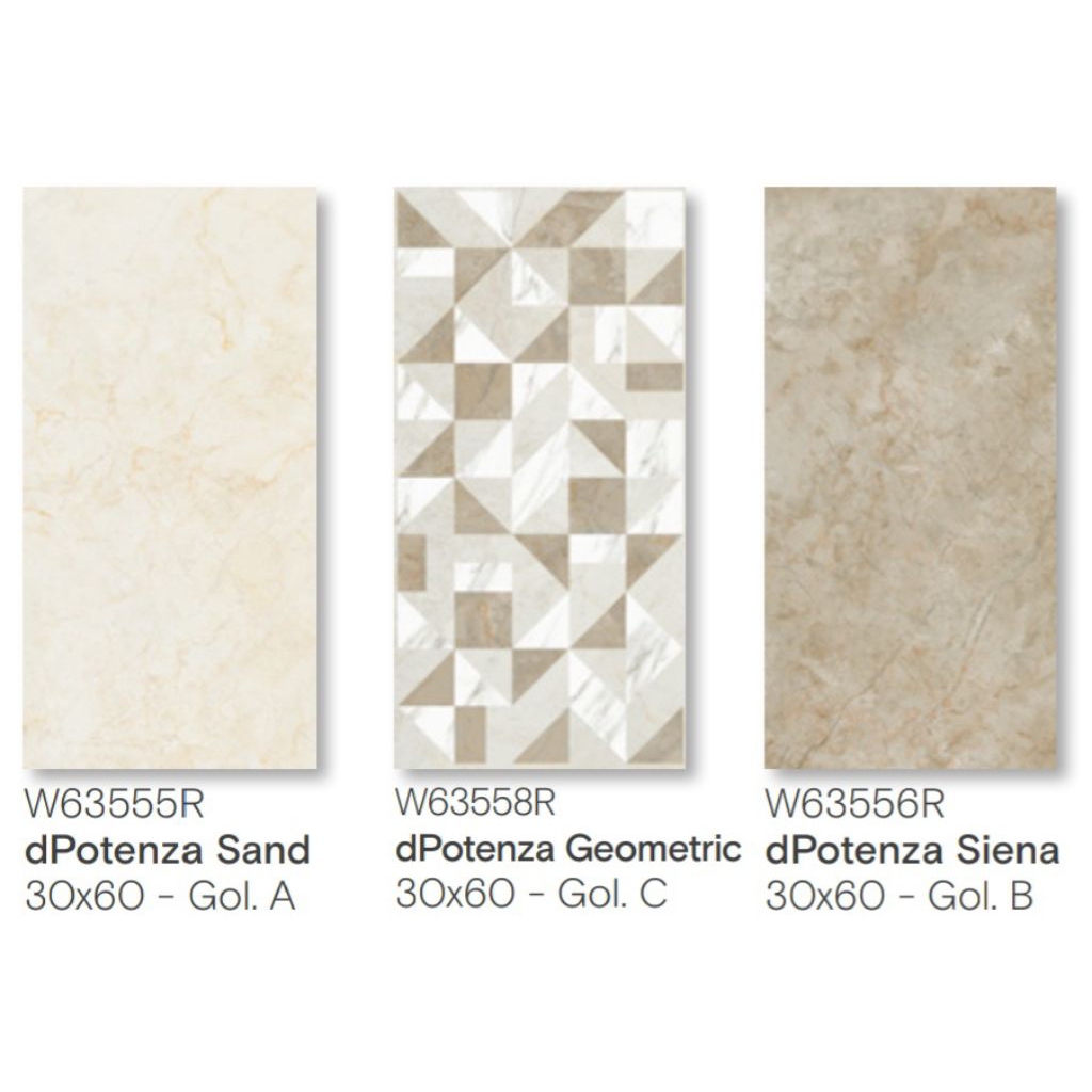 Keramik Roman Glossy dPotenza Sand/dPotenza Geometric/dPotenza Sienna Ukuran 30×60cm
