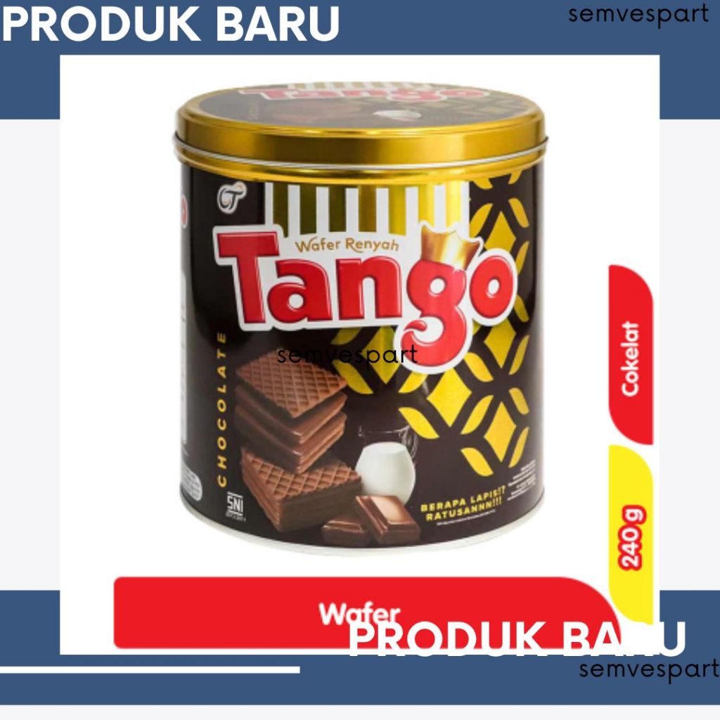 TANGO WAFER KALENG 240G COKELAT VANILA CHOCOLATE - TANGO KALENG