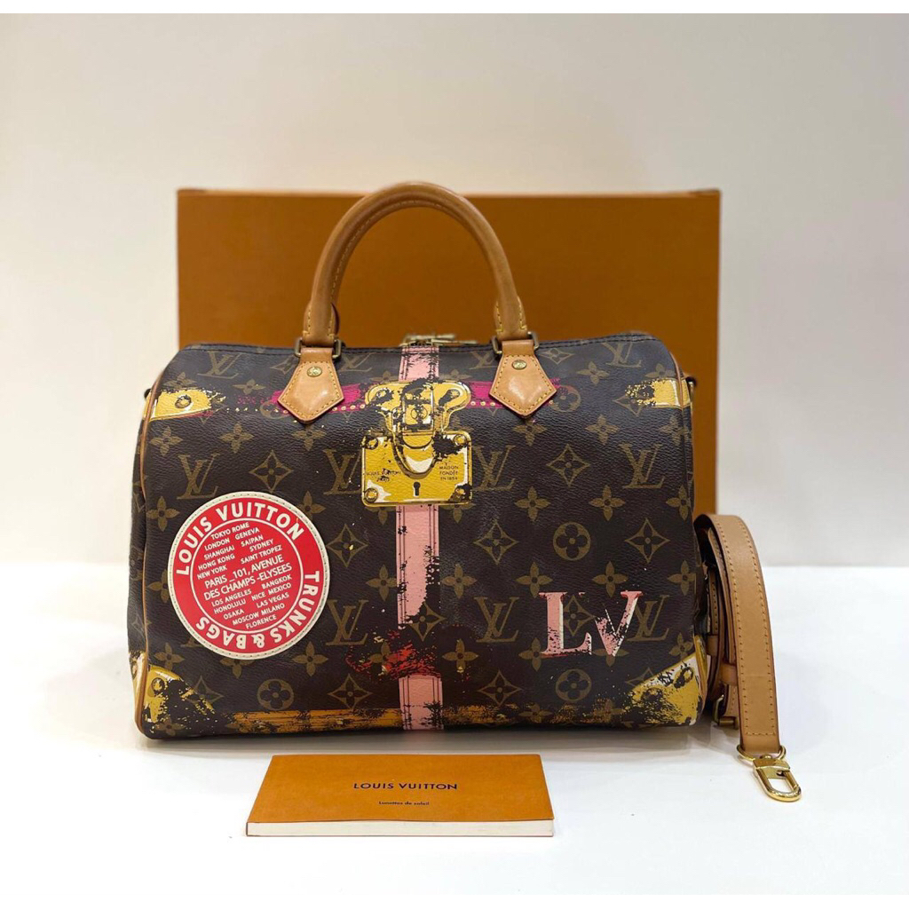 (PRELOVED) LV Speedy Bandouliere 30 Trunks Monogram Summer GHW #2018