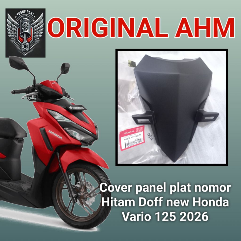Cover panel plat nomor new honda vario 125 2026 original 64302-k2v-n80za