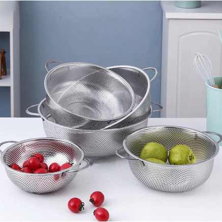 Baskom jaring lubang / Baskom cuci sayur buah beras / Baskom lubang stainless serbaguna