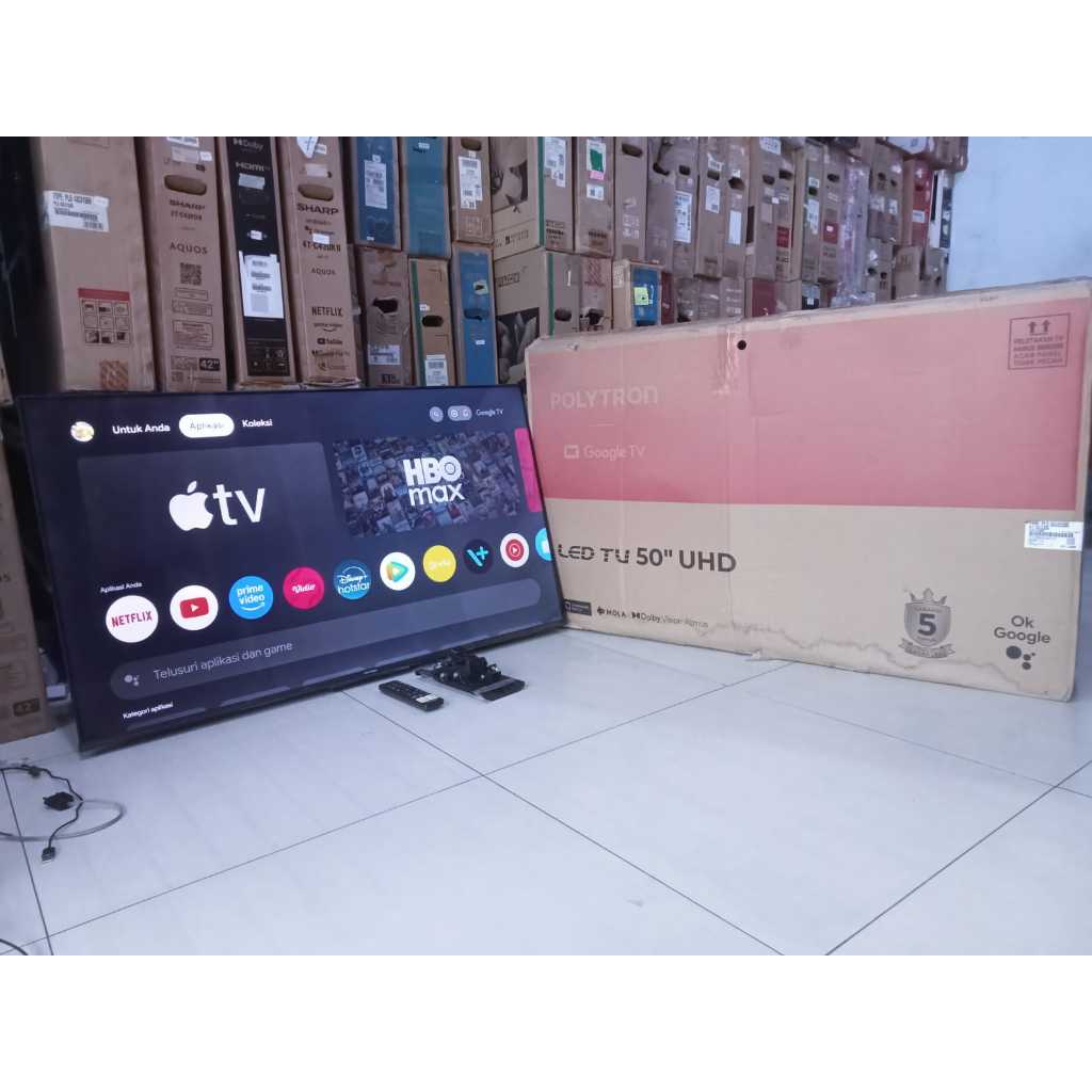 GOOGLE TV LED POLYTRON 50 INC UHD 4K SUDAH DIGITAL KONDISI BEKAS MASIH SEGEL (6903R)