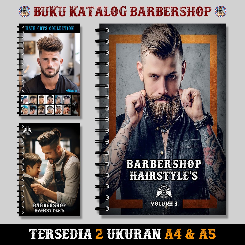 Buku Katalog Model  Gaya Rambut Pria Barbershop - Isi 12 Halaman
