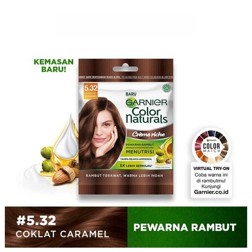 PEWARNA RAMBUT  GARNIER COKLAT CARAMEL 5.32 SASET
