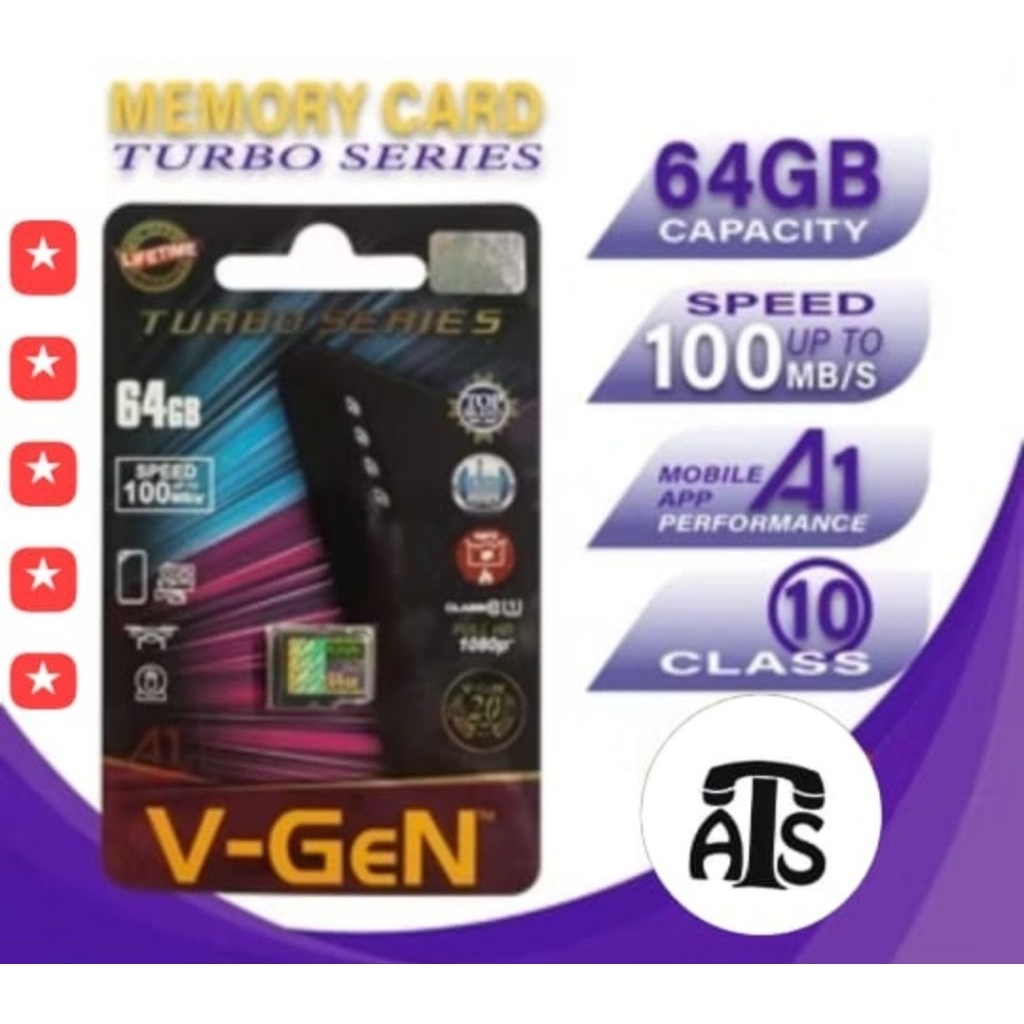 Memori 64 GB Memory Card VGEN Micro SD V-GEN Original 8gb 16gb 32gb 64gb 128gb Class10 Turbo Maestro