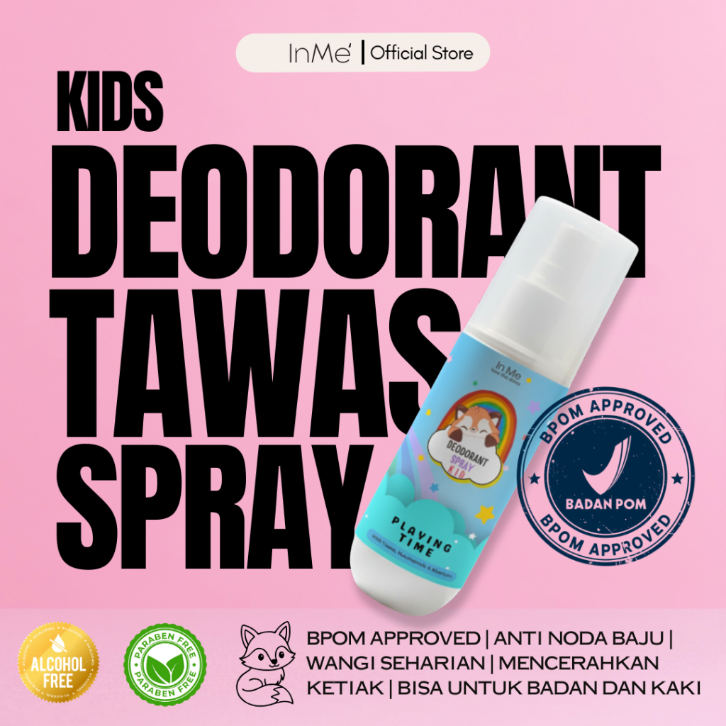 In Mé Deodorant Tawas Spray BPOM - Perlindungan Bau Badan & Ketiak Segar Seharian - Aman untuk Anak 