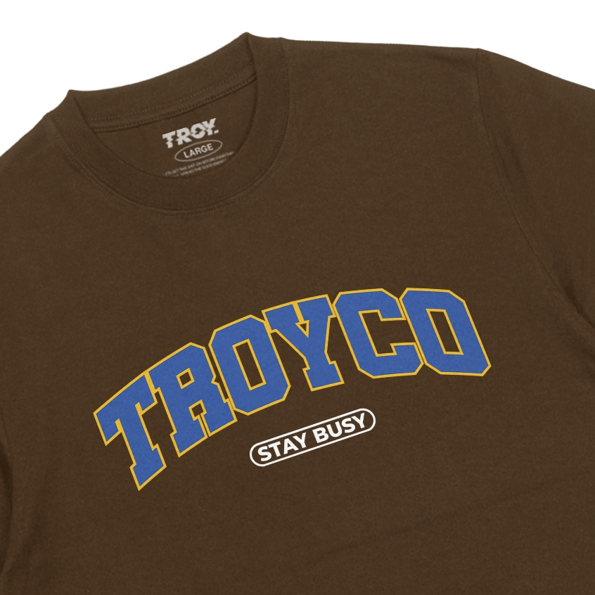 Troy Company Tshirt Toffee Curve Blue - Kaos Lengan Pendek Kaos Coklat Toffee MTD 2952