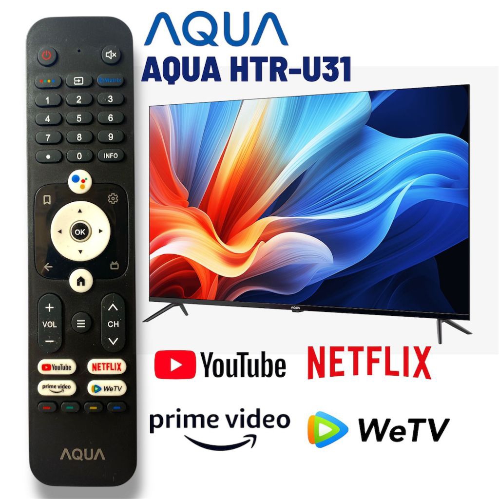 Remot HTR-U31 pengganti remote TV aqua smart android TV Remot TV aqua SMART ANDROID non original