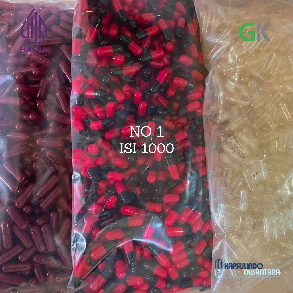 Kapsul Kosong No. 1 / Cangkang Kapsul Ukuran 1 isi 1000 Kapsulindo / Halal & Food Grade Size 1