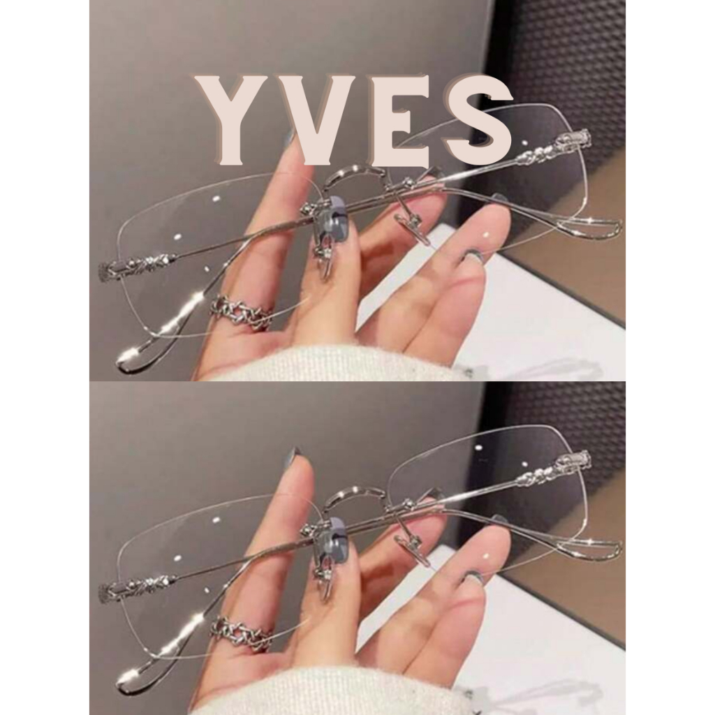 YVES - Frameless Silver Fashion Glasses | Rimless Y2K Style | Viral Glasses