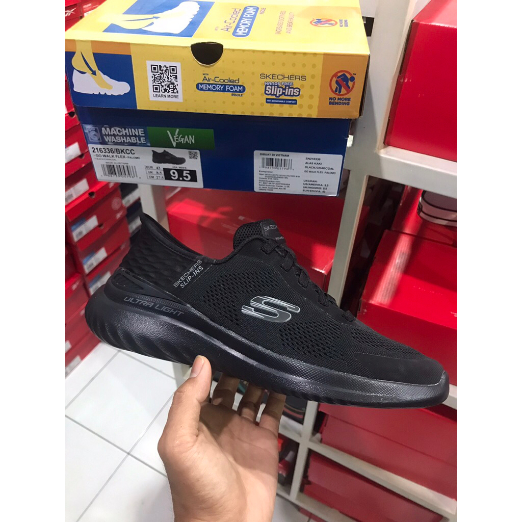 BIG SALE SKECHERS EMERGED [232459] ORIGINAL SEPATU FULL BLACK HITAM/PRIA/RUNNING/LARI/SNEAKERS