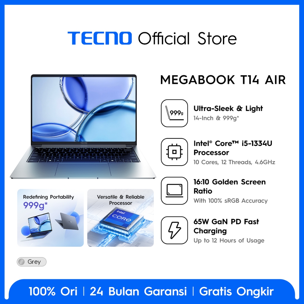 TECNO MEGABOOK T14 Air Intel® Core™ i5-1334U 16 + 512 GB - Gambar 2