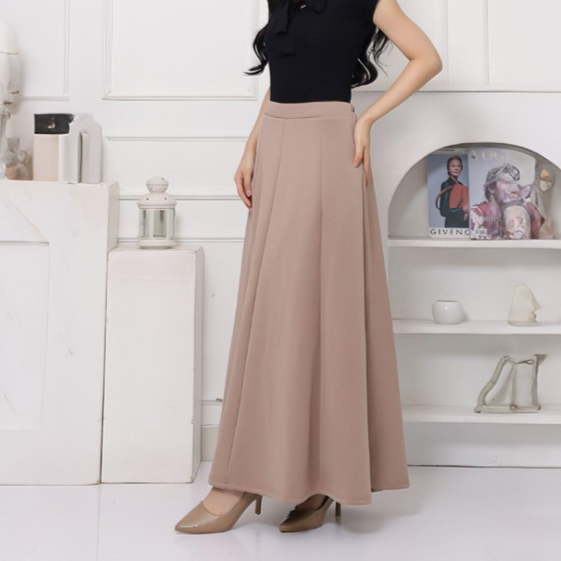 Haruka Skirt / Audy Skirt / Korean Loose Maxi Skirt / Rok Flare Scuba Premium