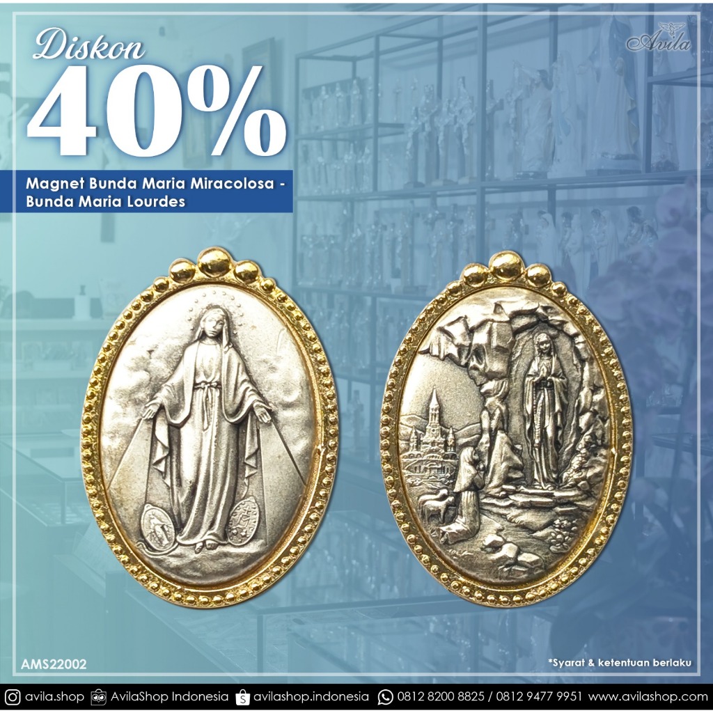 Aksesoris Mobil Magnet Maria Bunda Metal Gold Devosi Katolik