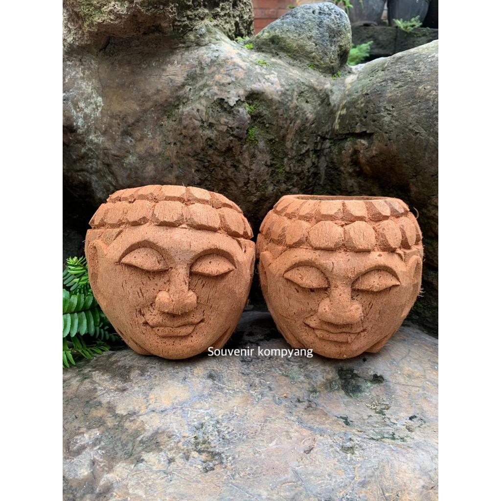 POT BUNGA KELAPA MOTIF BUDHA/POT ANGGREK MOTIF BUDHA