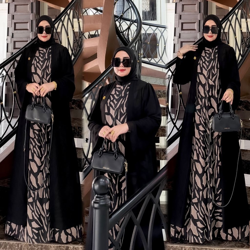 SYARIFAH ABAYA SET / GAMIS ABAYA MOTIF SET HIJAB SEGI EMPAT