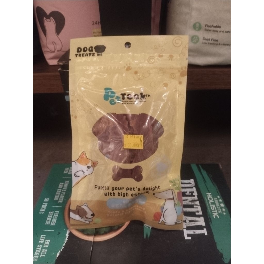 Pet Teck Dog Treats Daging Dada Bebek-100g Makanan Anjing Berkualitas Tinggi