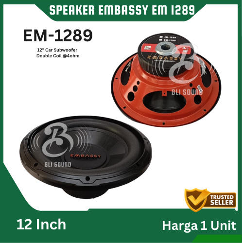 SPEAKER SUBWOOFER 12 INCH EMBASSY EM 1289 ORIGINAL