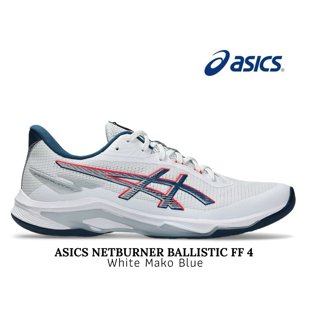 Sepatu Voli Asics Netburner Ballistic FF4 White Mako Blue