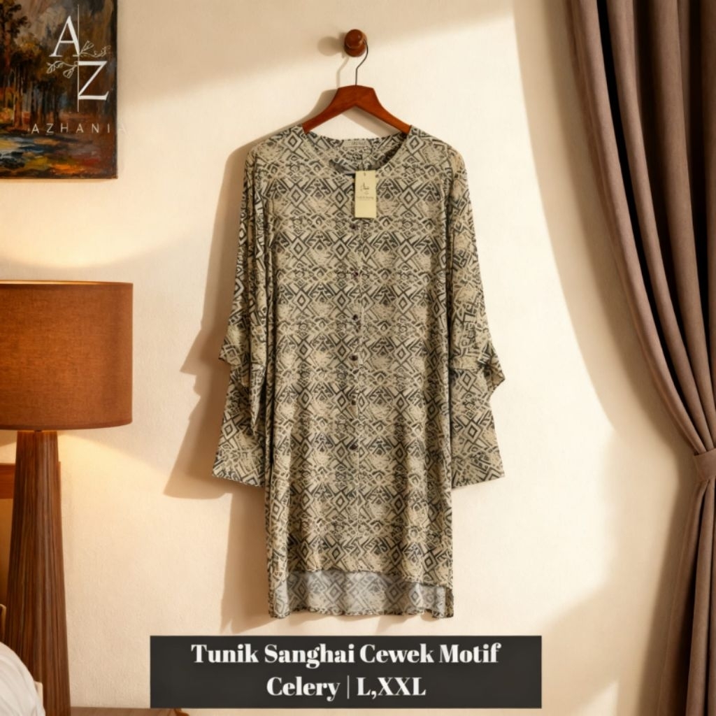 Tunik cewek Azha**ia/Brand/Tunik motif cewek dewasa
