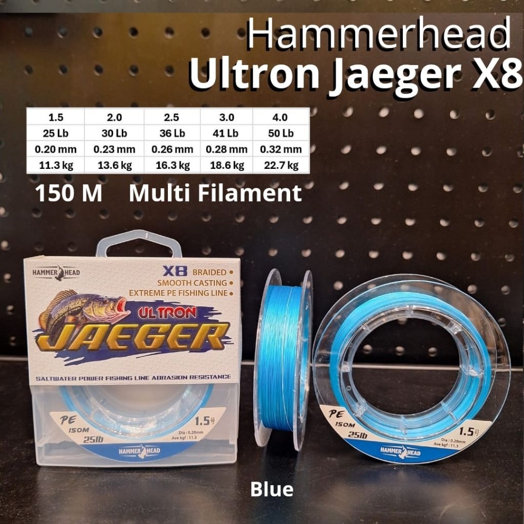 SENAR PE HAMMERHEAD ULTRON JAEGER X8 150 Meter BLUE - 1.5