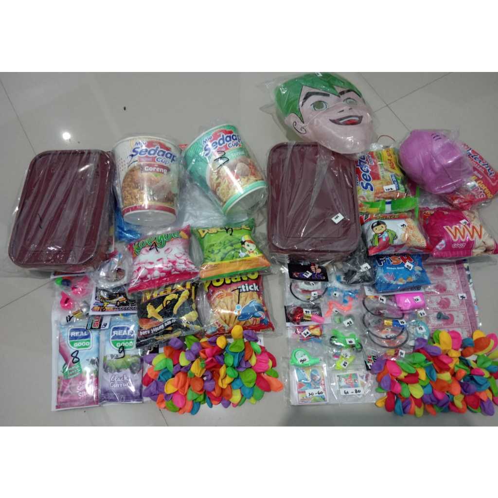 Mainan hadiah menarik lotre balon isi 100pcs nozonkk
