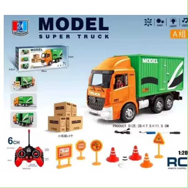 PROMO MURAH Mainan Anak RC Mobil Truk Box Muatan 1:20 – Super Truk Remote Control Baterai Cas-Aman D
