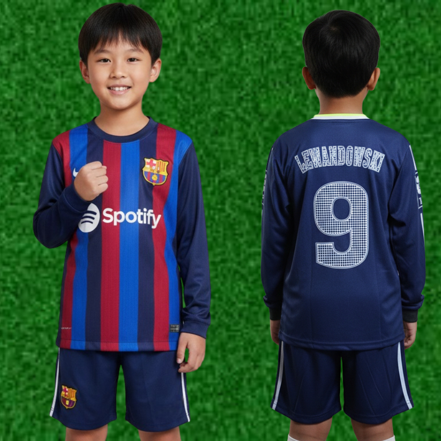 baju bola kiper barcelona setelan baju bola anak lengan panjang/baju kiper barcah