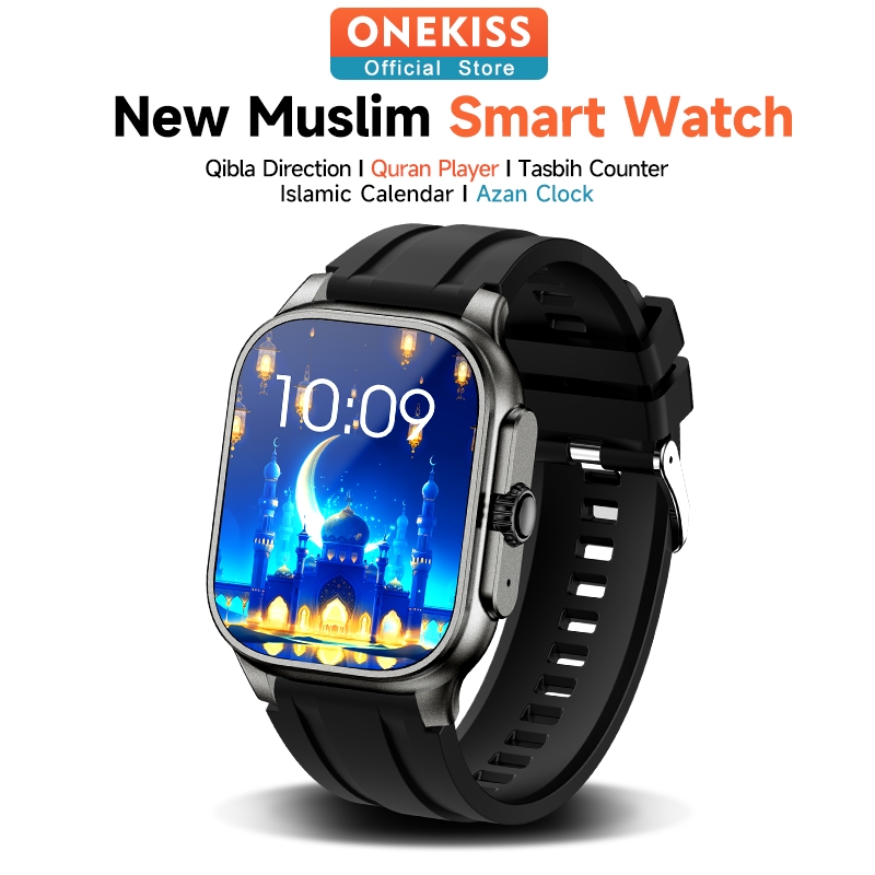 Onekiss Muslim SmartWatch M77 MAX-114 surah Al-Qur'an Jam Tangan Pintar Pria Wanita dengan Adzan Rem