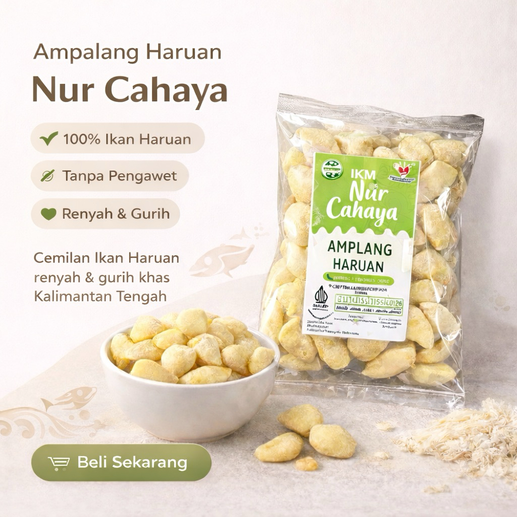 Amplang Ikan Haruan Nur Cahaya Asli Kalimantan Tengah Gurih, Renyah, Nikmat