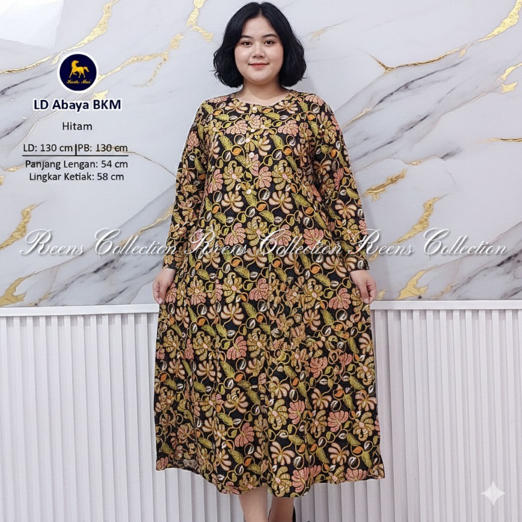 Batik Kuda Mas Jumbo Longdrees ABAYA LD-130 Batik Print | Daster Lengan Panjang Semata Kaki Busui