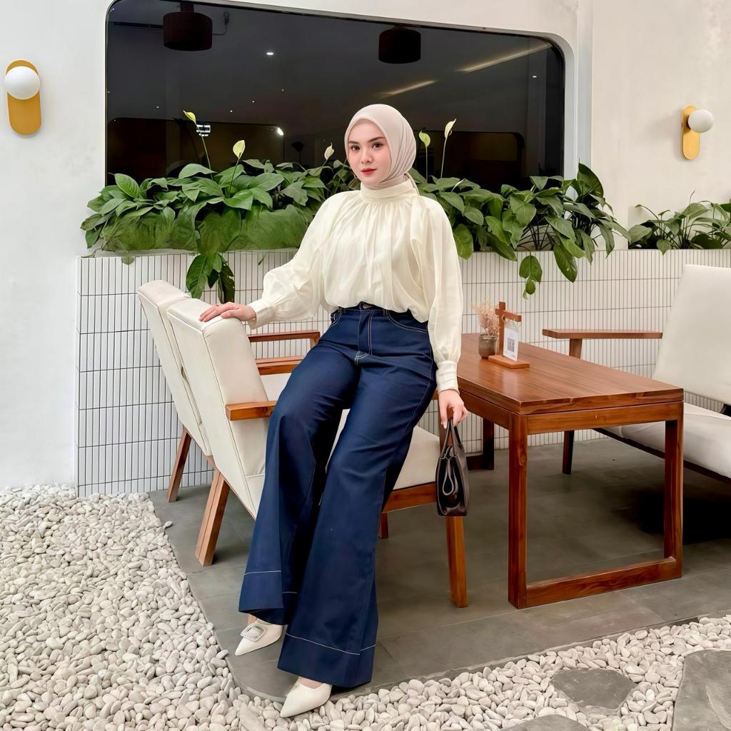 Blouse Ophelia Atasan Wanita Casual Basic Premium Lengan Balon