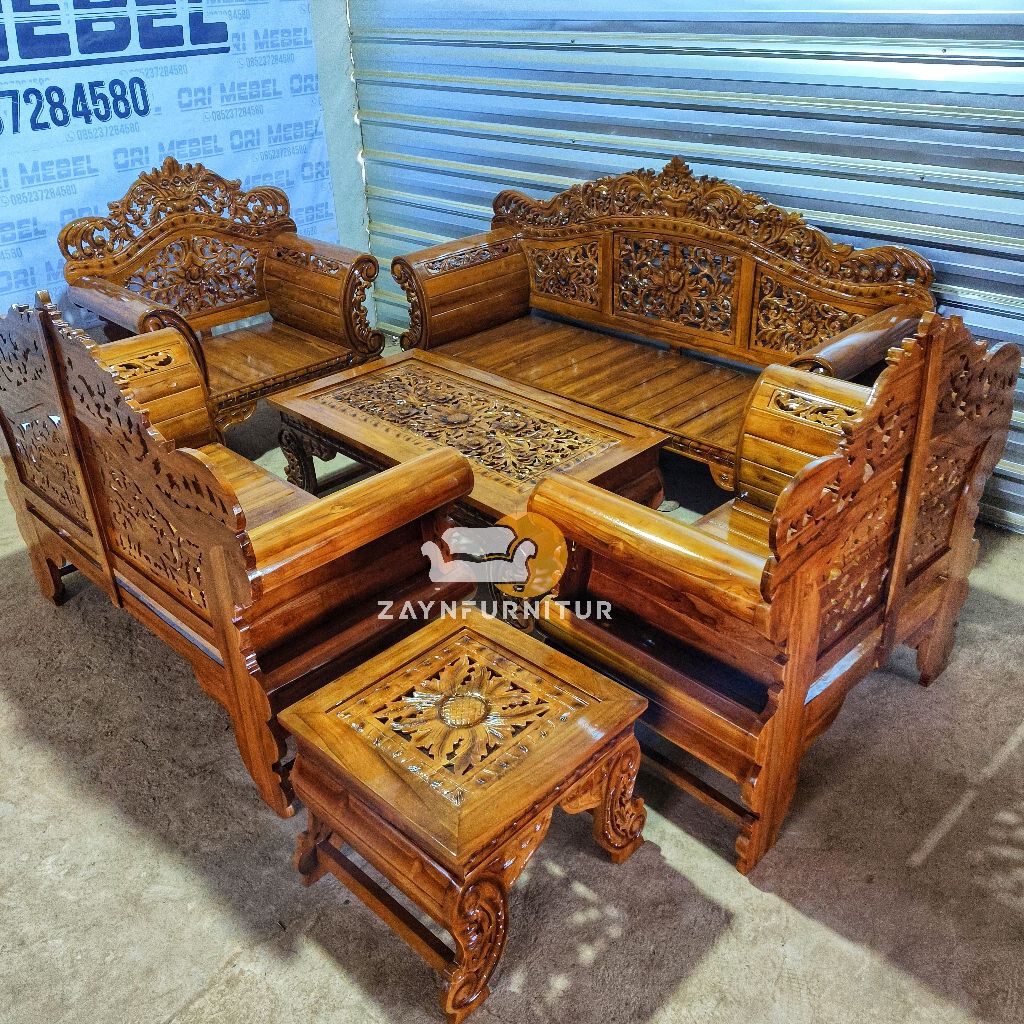 Kursi Tamu Madura Ukir Arjuna 3211 Kayu Jati Jepara