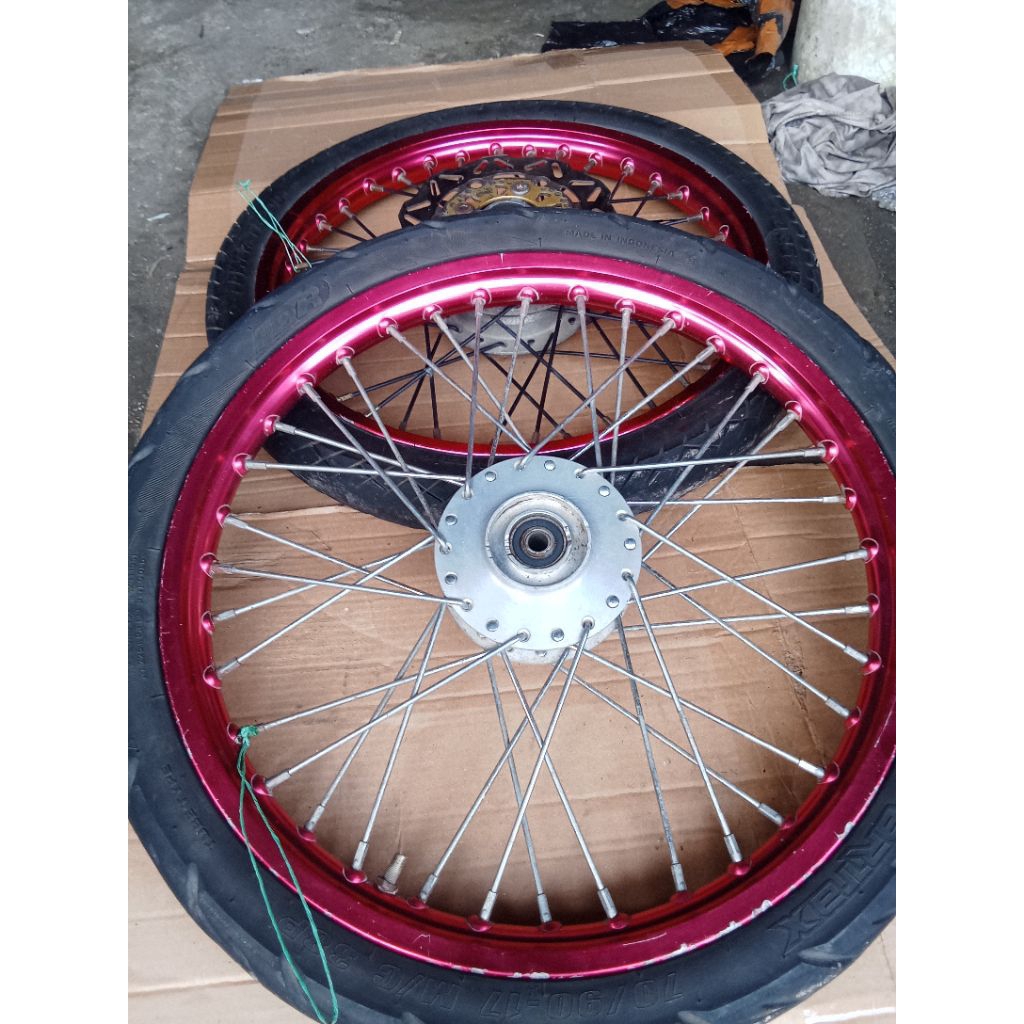 VELG)PELK/DEPAN BELAKANG'MOTOR HONDA CS1/SONIC/SUPRA X125'DOBL'DIS ORIGINAL COPOTAN