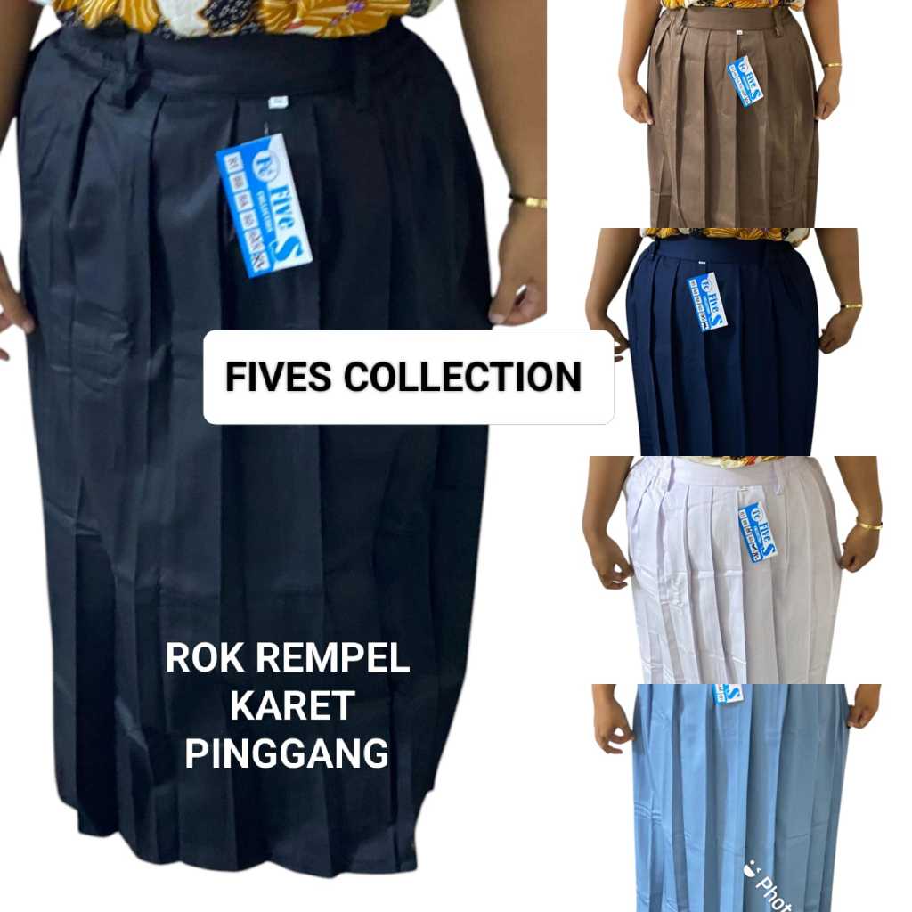 FIVES COLLECTION Rok panjang smp sma/rok panjang rempel karet pinggang kerja smp sma Bahan American 