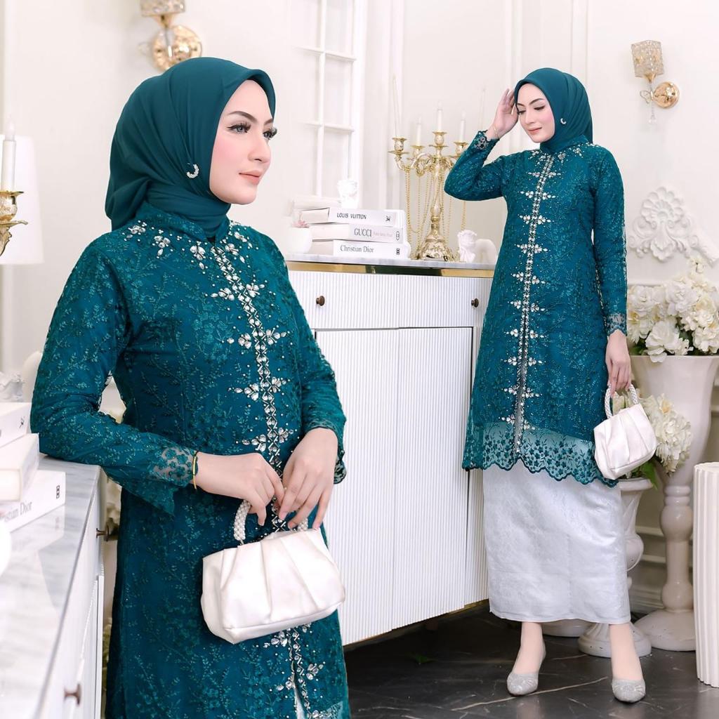 Setelan Kebaya Tunik Payet Kimono/Kebaya Payet Mewah/Kebaya Pesta Mewah/Kebaya Wisuda