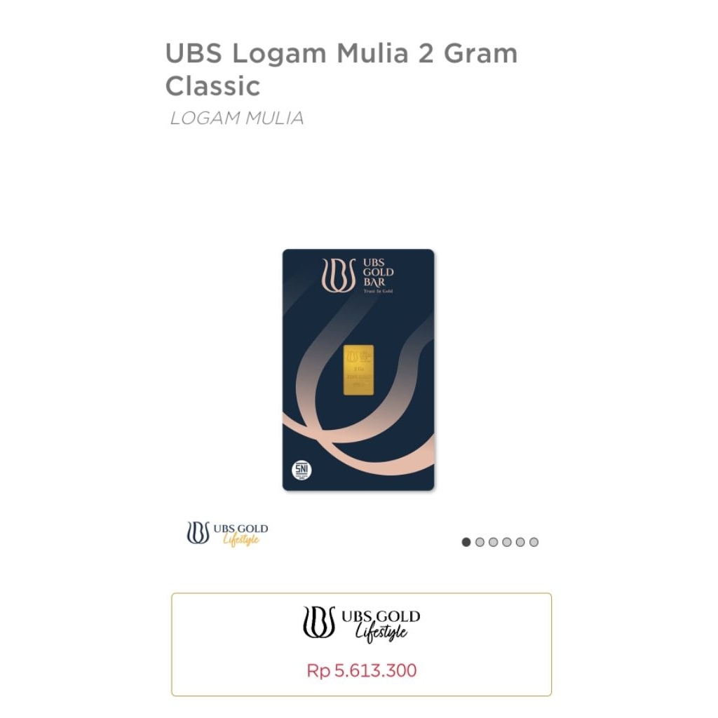Logam Mulia UBS 2 Gram - Emas Batangan 24k, Sertifikat Resmi, Garansi Uang Kembali
