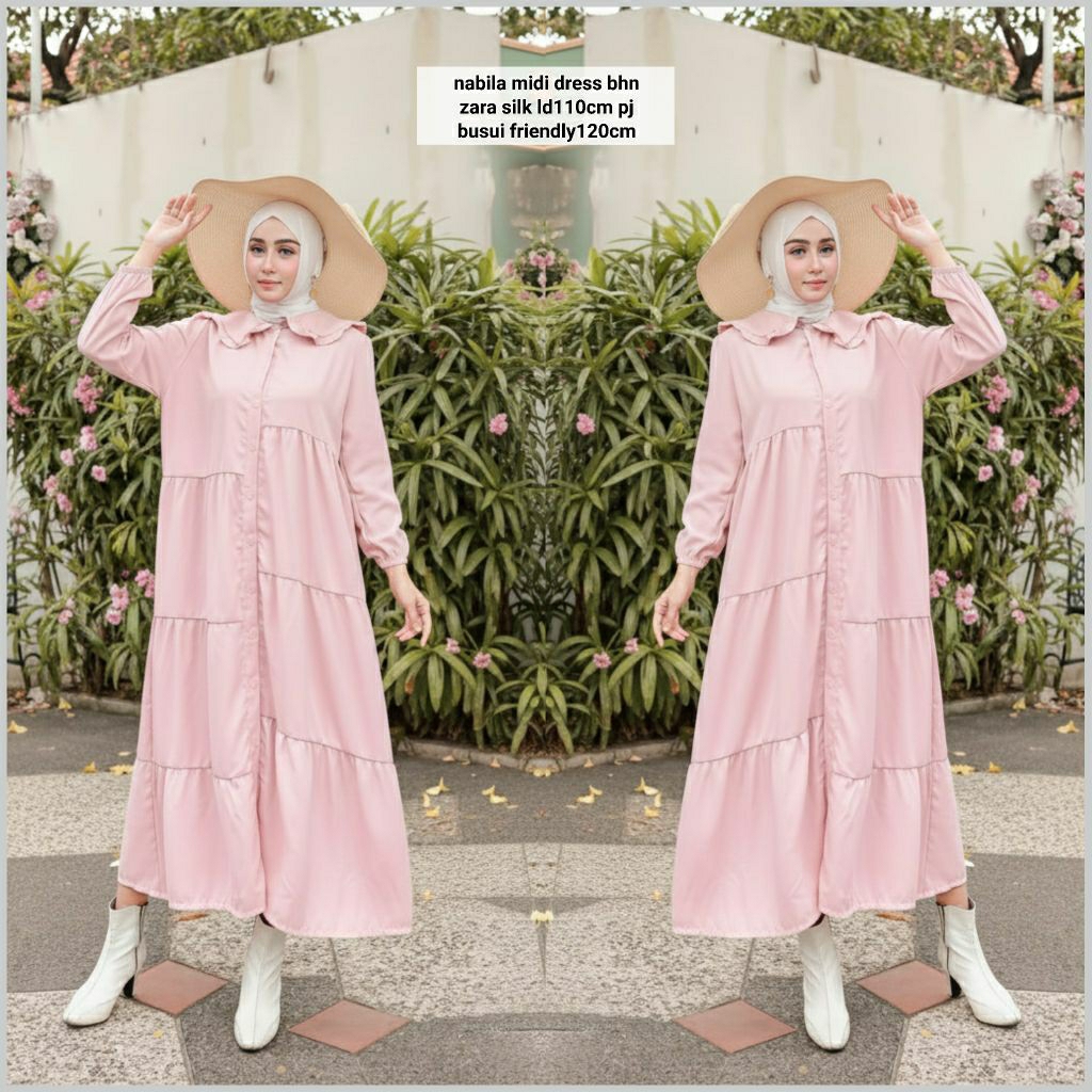 NABILA MIDI DRESS GAMIS MIDI WANITA PREMIUM