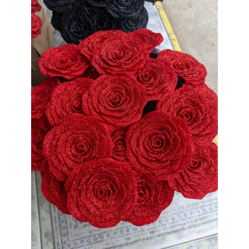 bunga satin gliter / bunga pita satin gliter