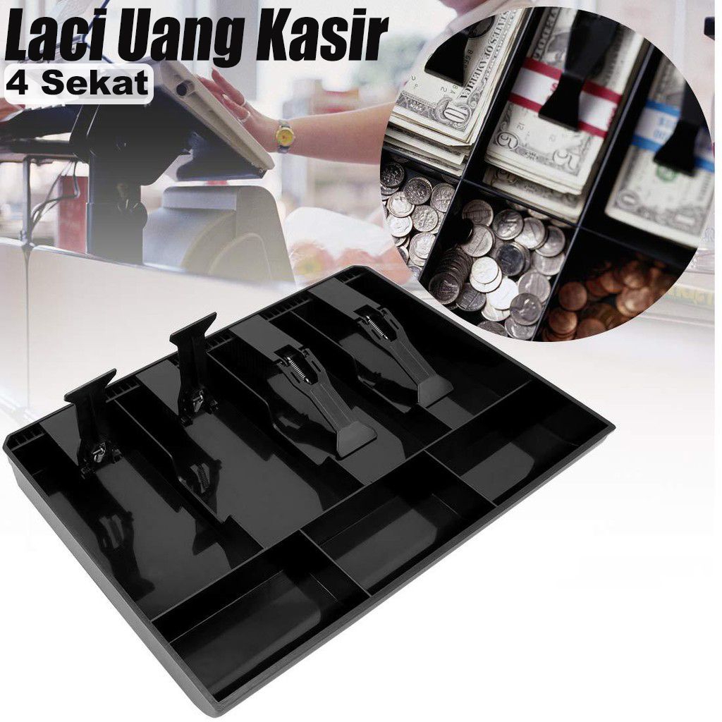 Laci Uang Kasir 4 Sekat Money Cash Tray Cash Drawer Laci Kasir Laci Uang Tempat Penyimpanan Laci Kas